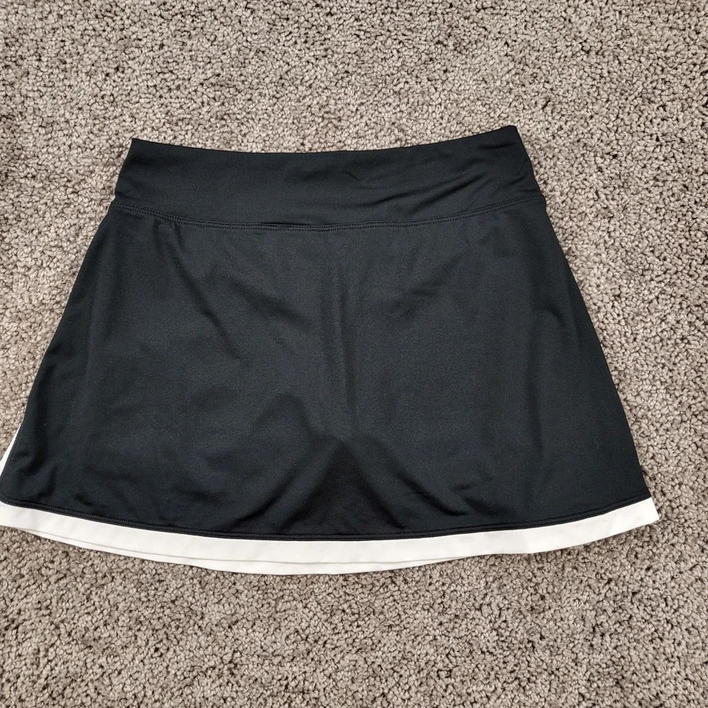 Nike Womens Dri-Fit Border Tennis Skort Black White Built-In Shorts 405188 Sz XS